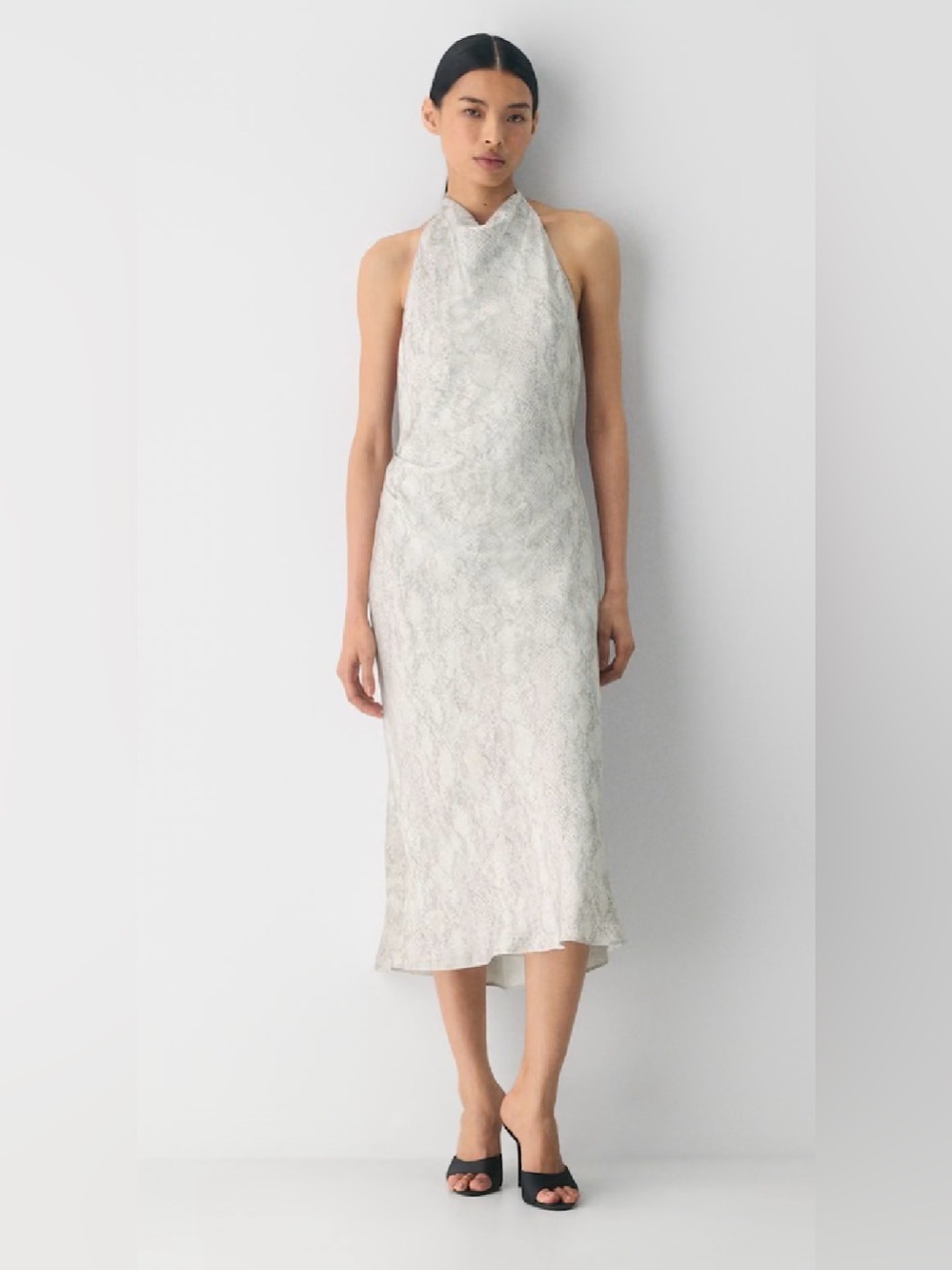Aritzia audience satin maxi halter dress tonal birch size 00